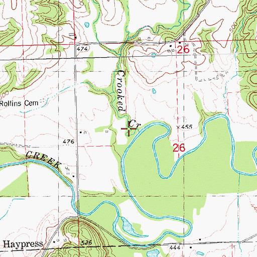 Topographic Map of Crooked Creek, IL