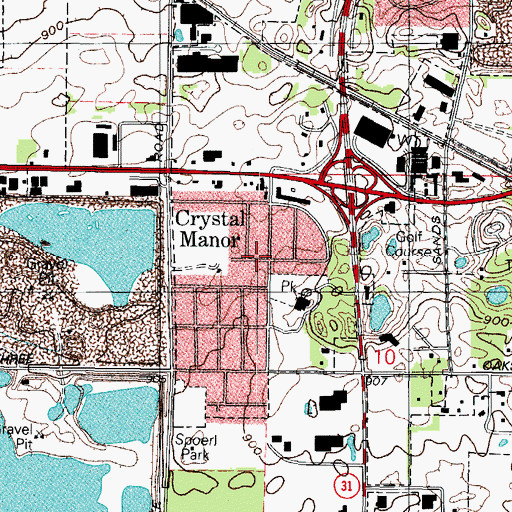Topographic Map of Crystal Manor, IL