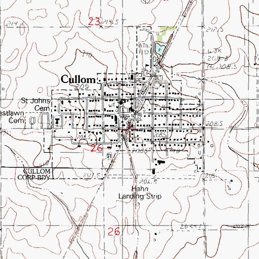 Topographic Map of Cullom, IL