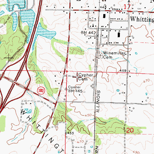Topographic Map of Cypher Cemetery, IL