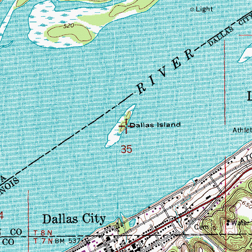 Topographic Map of Dallas Island, IL