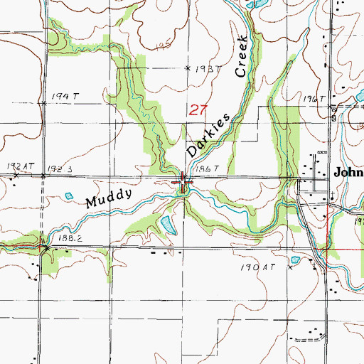 Topographic Map of Darkies Creek, IL