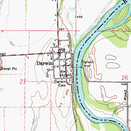 Topographic Map of Darwin, IL