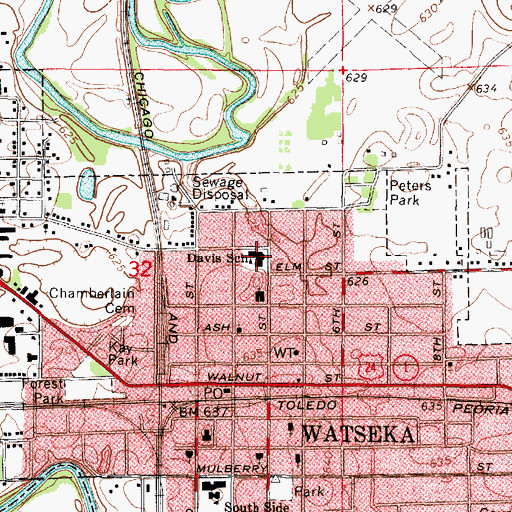 Topographic Map of Nettie Davis Elementary School, IL