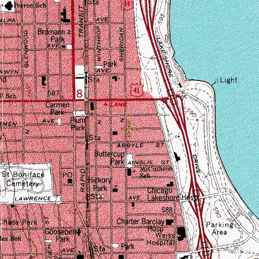Topographic Map of Dayforth School, IL