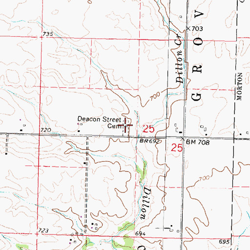 Topographic Map of Deacon Cemetery, IL