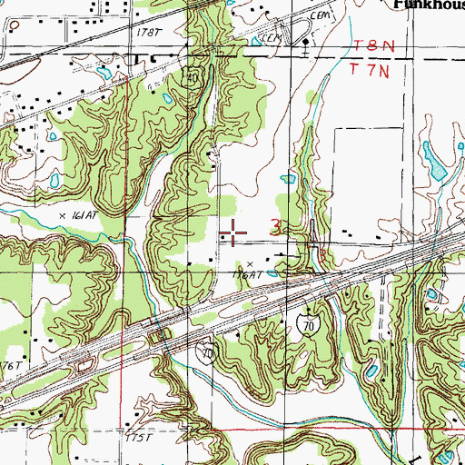 Topographic Map of Defiance School (historical), IL