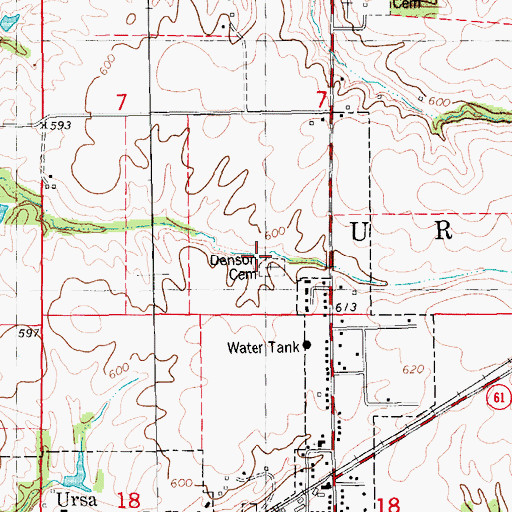 Topographic Map of Denson Cemetery, IL