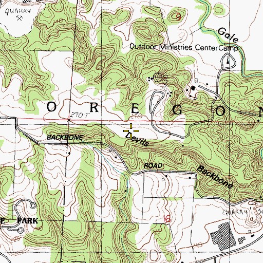 Topographic Map of Devils Backbone, IL
