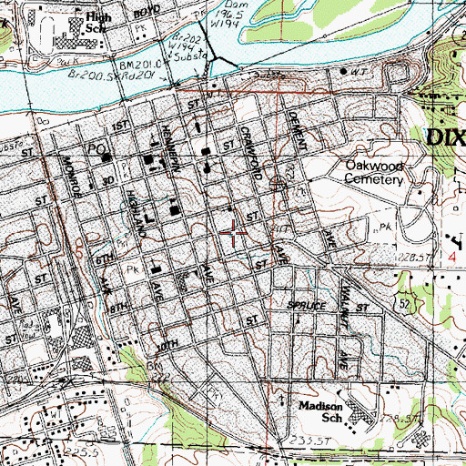 Topographic Map of Dixon, IL