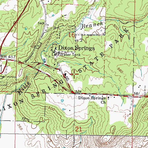 Topographic Map of Dixon Springs State Park, IL
