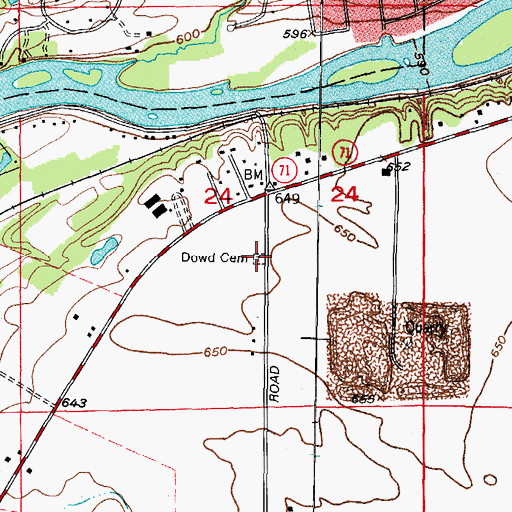 Topographic Map of Doud Cemetery, IL