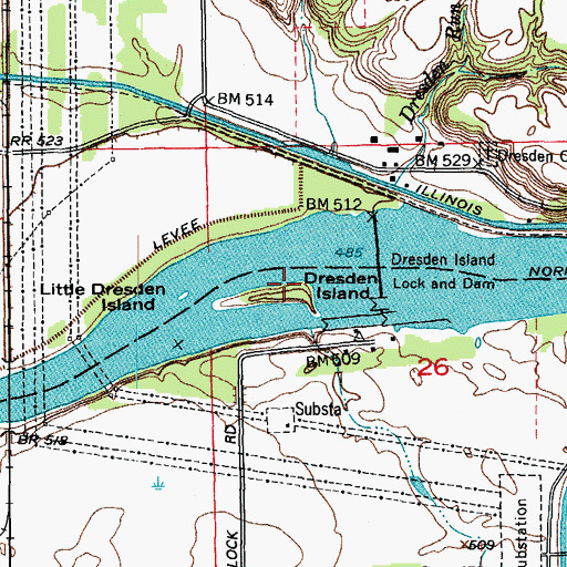 Topographic Map of Dresden Island, IL