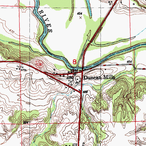 Topographic Map of Duncan Mills, IL