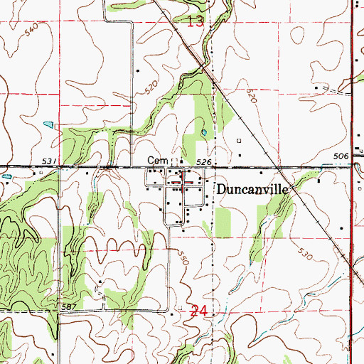 Topographic Map of Duncanville, IL