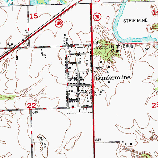 Topographic Map of Dunfermline, IL