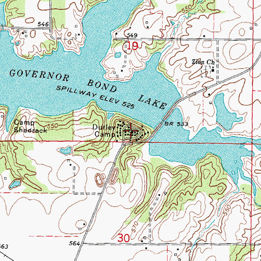 Topographic Map of Durley Camp, IL