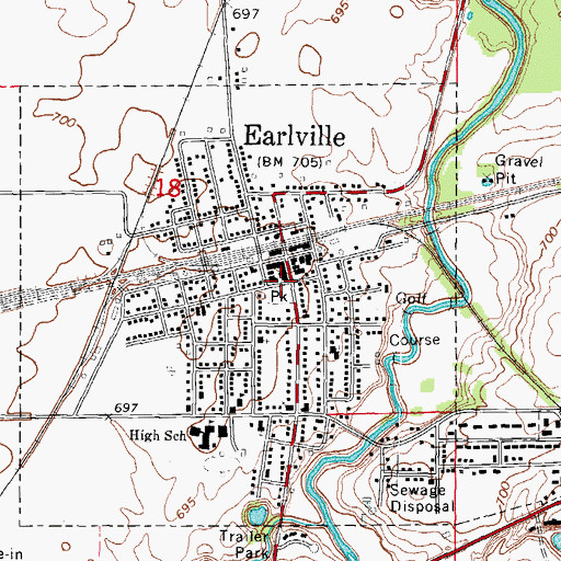 Topographic Map of Earlville, IL