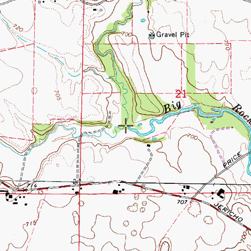 Topographic Map of East Branch Big Rock Creek, IL