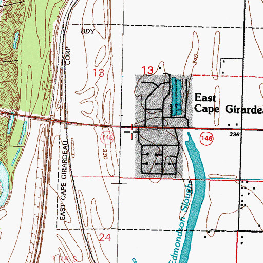 Topographic Map of East Cape Girardeau School, IL