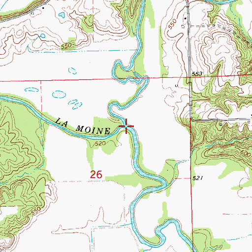 Topographic Map of East Fork La Moine River, IL