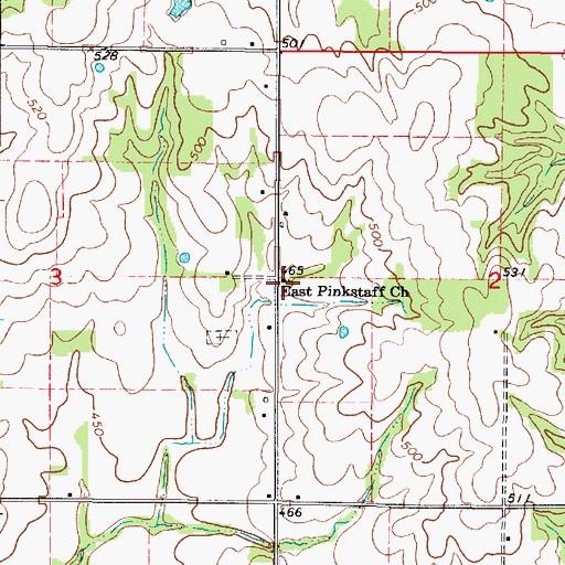 Topographic Map of East Pinkstaff Church, IL