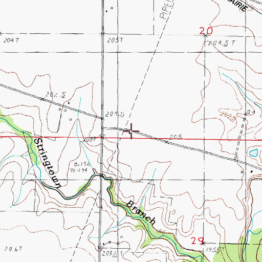 Topographic Map of East Stringtown School (historical), IL