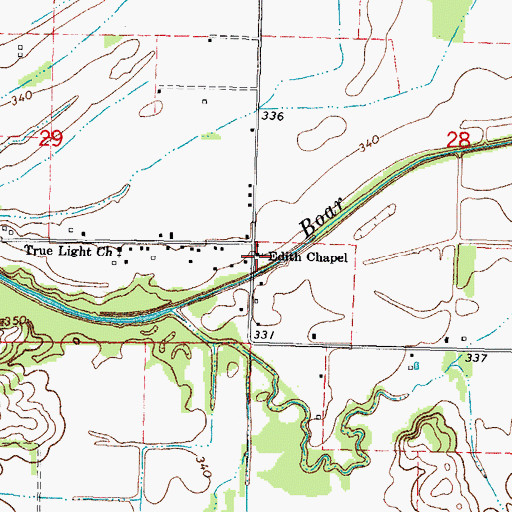 Topographic Map of Edith Chapel, IL