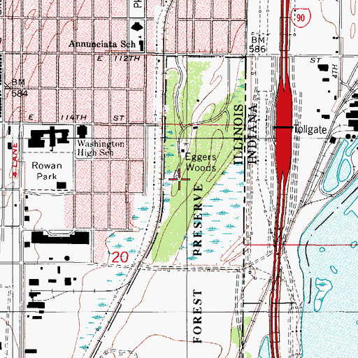Topographic Map of Eggers Woods, IL