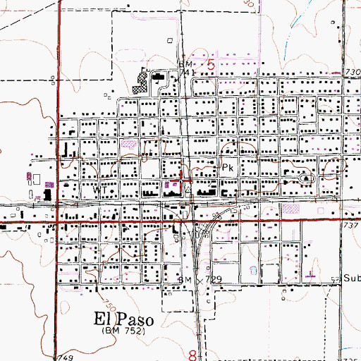 Topographic Map of El Paso, IL
