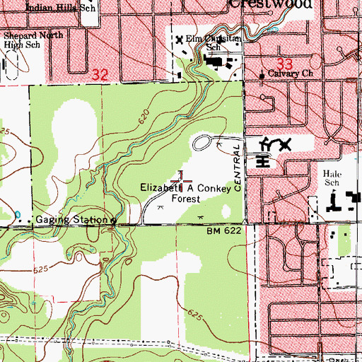 Topographic Map of Elizabeth A Conkey Forest, IL