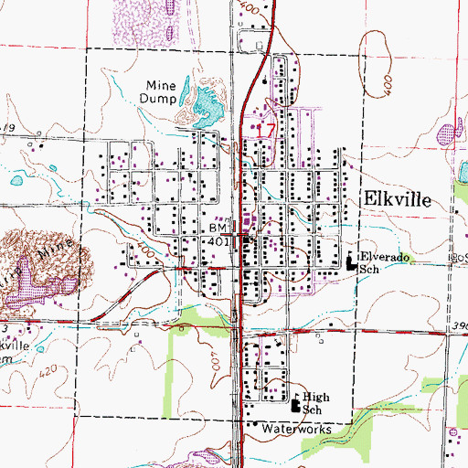 Topographic Map of Elkville, IL