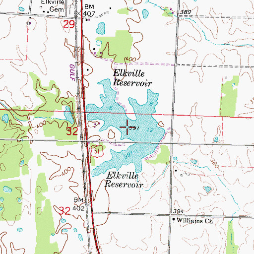 Topographic Map of Elkville Reservoir, IL