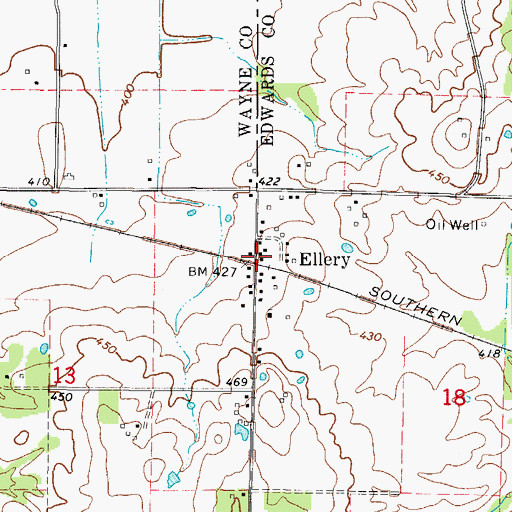 Topographic Map of Ellery, IL