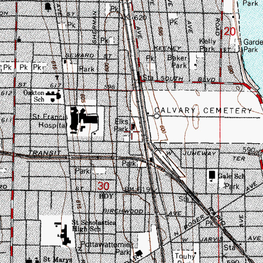 Topographic Map of Ellis Park, IL