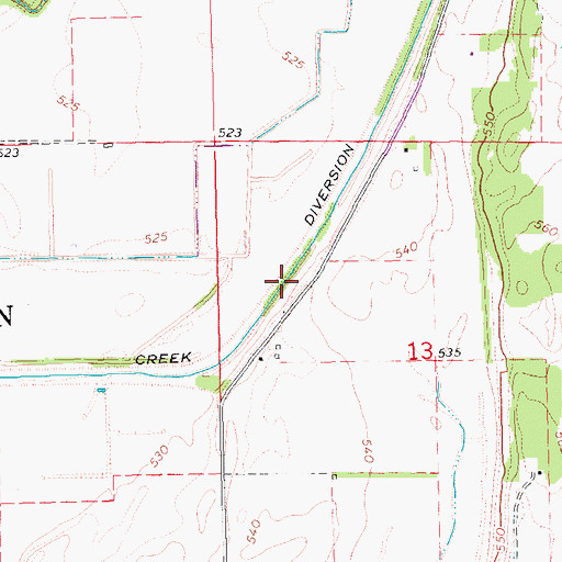 Topographic Map of Ellison Creek Diverson Ditch, IL