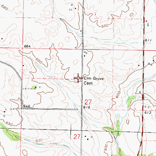 Topographic Map of Elm Grove Cemetery, IL