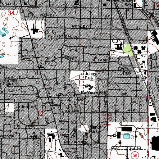 Topographic Map of Elm Park, IL