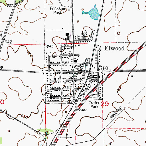 Topographic Map of Elwood, IL