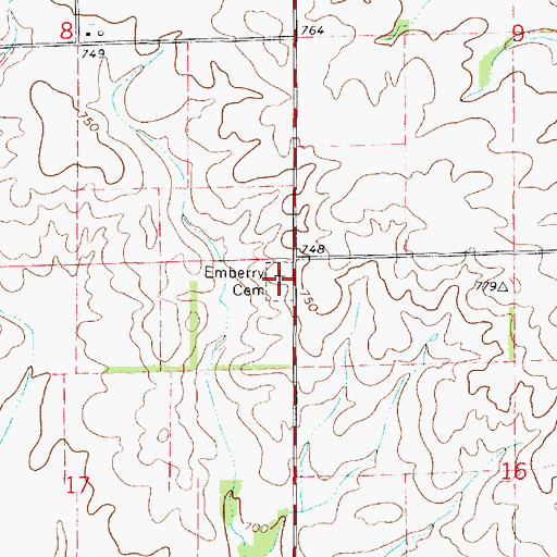 Topographic Map of Embury Cemetery, IL
