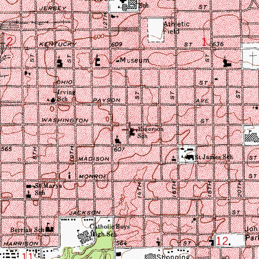 Topographic Map of Emerson School, IL