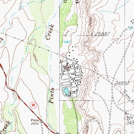 Topographic Map of Roosevelt Lake Resort, AZ