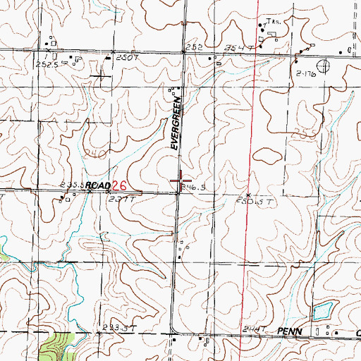 Topographic Map of Evergreen School (historical), IL