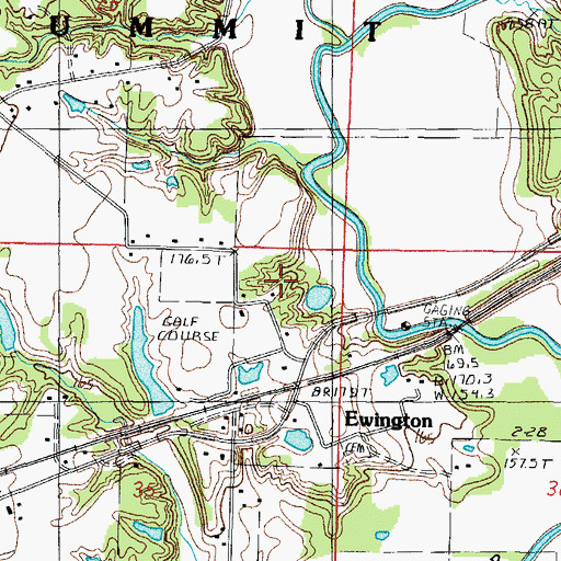 Topographic Map of Ewington School (historical), IL