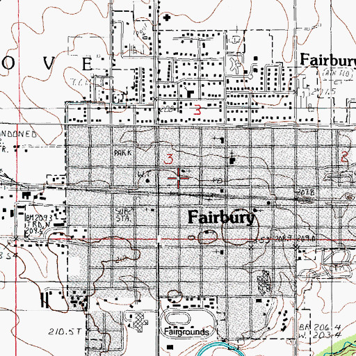 Topographic Map of Fairbury, IL
