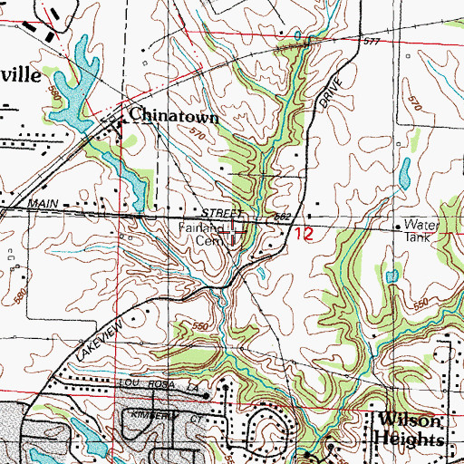 Topographic Map of Fairland Cemetery, IL