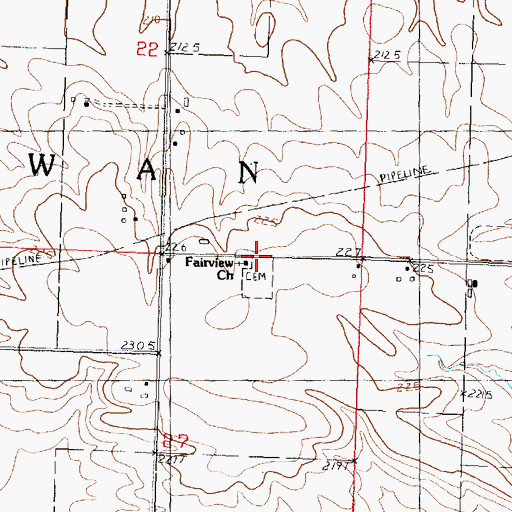 Topographic Map of Fairview Church, IL