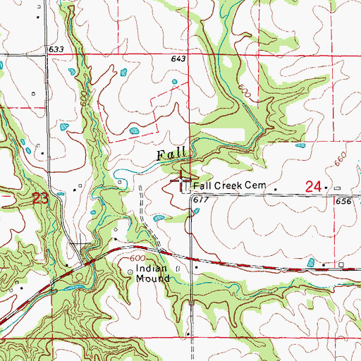 Topographic Map of Fall Creek Chapel Cemetery, IL