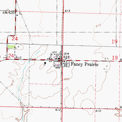 Topographic Map of Fancy Prairie, IL