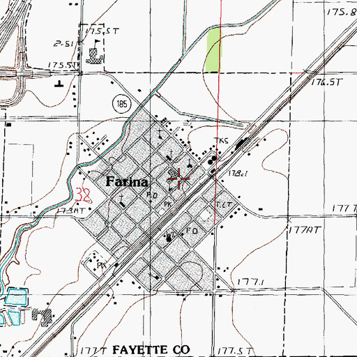 Topographic Map of Farina, IL